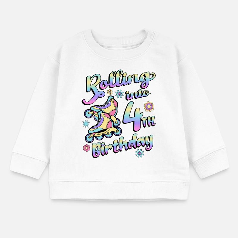 Rolling Into 4. Geburtstag Roller Skater Inline Baby Organic Sweatshirt Baby Changer von Stanley/Stella