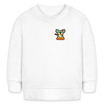 Koala Retro Pocket Design isst mit Stäbchen - Baby Organic Sweatshirt Baby Changer von Stanley/Stella - Weiß - Vorne