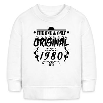 1980 - Baujahr 1980 - Jahrgang 1980 - Baby Organic Sweatshirt Baby Changer von Stanley/Stella - Weiß - Vorne