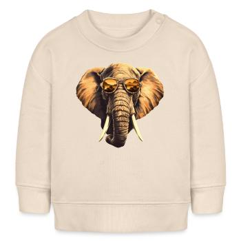 Stilvoller Afrikanischer Elefant mit Sonnenbrille - Baby Organic Sweatshirt Baby Changer von Stanley/Stella - Natur - Vorne