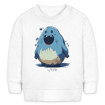 Cartoon-Kreatur lustiger Blob - Baby Organic Sweatshirt Baby Changer von Stanley/Stella - Weiß - Vorne