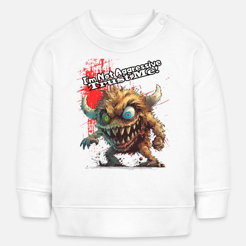 Je ne suis pas agressif croyez-moi, Humour, Spaß, Fun, - Sweat bébé bio Stanley/Stella - blanc
