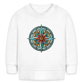 Kompass Wegweiser Travel - Baby Organic Sweatshirt Baby Changer von Stanley/Stella - Weiß - Vorne