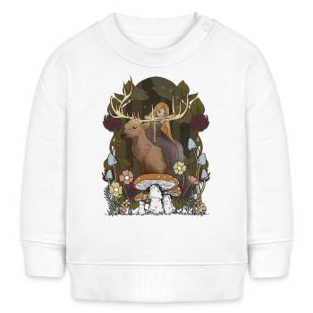 Märchen Märchenfigur Mädchen Wald Natur Hirsch - Baby Organic Sweatshirt Baby Changer von Stanley/Stella - Weiß - Vorne