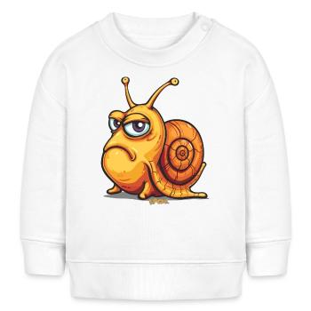 Lustige schlechte Laune: Cartoon Schnecke - Baby Organic Sweatshirt Baby Changer von Stanley/Stella - Weiß - Vorne