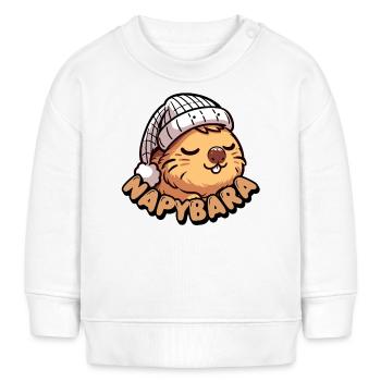Napybara ist ein schläfriges, süßes Capybara mit verschlafenem Hut - Baby Organic Sweatshirt Baby Changer von Stanley/Stella - Weiß - Vorne