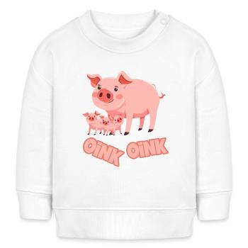 Schweinchen Schwein Oink - Baby Organic Sweatshirt Baby Changer von Stanley/Stella - Weiß - Vorne