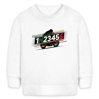 1N23456 Motorrad-Enthusiasten Getriebe Motorradfahrer - Baby Organic Sweatshirt Baby Changer von Stanley/Stella - Weiß - Vorne