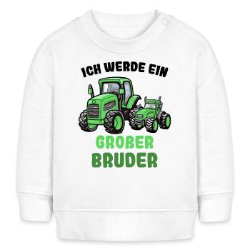 Nachwuchs Verkünden | Ich Werde Großer Bruder 2025 - Baby Organic Sweatshirt Baby Changer von Stanley/Stella - Weiß - Vorne