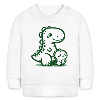 Dino mit Baby - Baby Organic Sweatshirt Baby Changer von Stanley/Stella - Weiß - Vorne