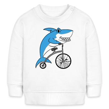 Vélo rétro Shark Riding avec cycliste à grandes roues - Sweat bébé bio Stanley/Stella - blanc - Devant