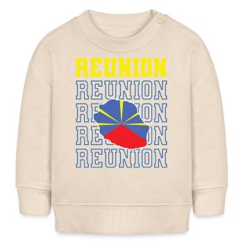 idee cadeau drapeau carte ile de la reunion 974 - Sweat bébé bio Stanley/Stella - écru doux - Devant