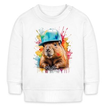 Capybara Snapback Cap Imprimé Animal Coloré - Sweat bébé bio Stanley/Stella - blanc - Devant