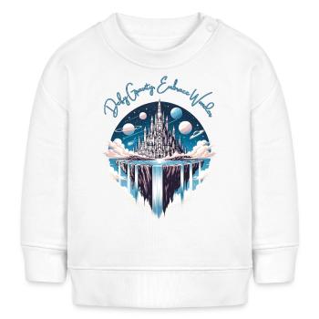 Floating Island with an Upside Down Castle - Baby Organic Sweatshirt Baby Changer von Stanley/Stella - Weiß - Vorne