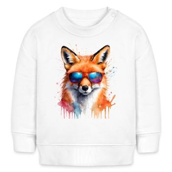 Lunettes de soleil renard imprimé imprimé animal coloré - Sweat bébé bio Stanley/Stella - blanc - Devant
