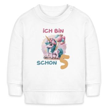 Magisches Einhorn Ballon 5 Geburtstag Vierter - Baby Organic Sweatshirt Baby Changer von Stanley/Stella - Weiß - Vorne