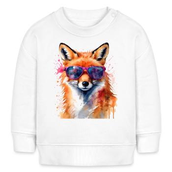 Lunettes de soleil renard imprimé imprimé animal coloré - Sweat bébé bio Stanley/Stella - blanc - Devant