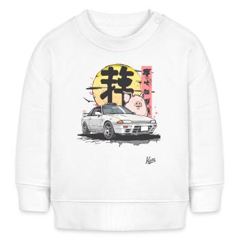 Un cochon amusant et une course de rue japonaise - Sweat bébé bio Stanley/Stella - blanc - Devant