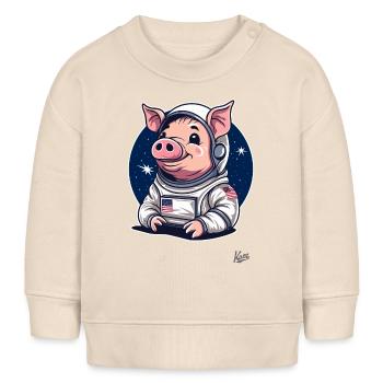 Conception de cochon drôle mignon de l’espace - Sweat bébé bio Stanley/Stella - écru doux - Devant