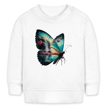 Schmetterling Wasserfall Naturszene - Baby Organic Sweatshirt Baby Changer von Stanley/Stella - Weiß - Vorne