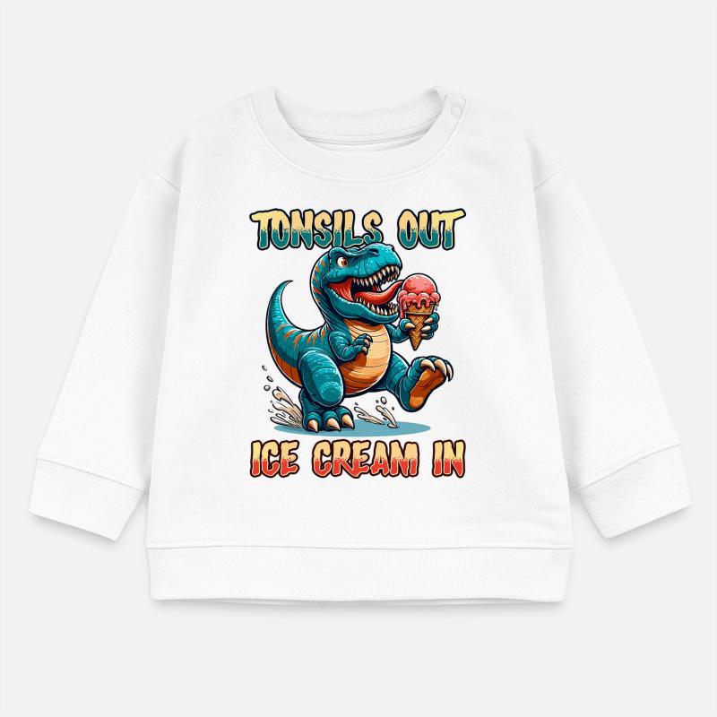 Tonsils Out Ice Cream In Dino Tonsillectomy Tonsil Baby Sweatshirt by Stanley/Stella