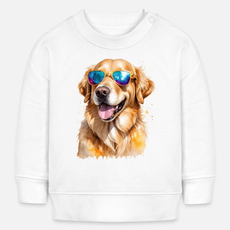 Lunettes de soleil Golden Retriever Chien Design Print - Sweat bébé bio Stanley/Stella - blanc