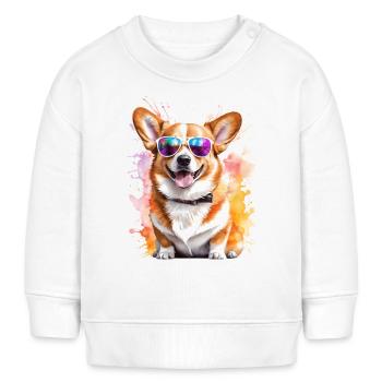 Corgi Sunglasses Dog Colorful Funny Design Print - Baby Sweatshirt by Stanley/Stella - white - Front