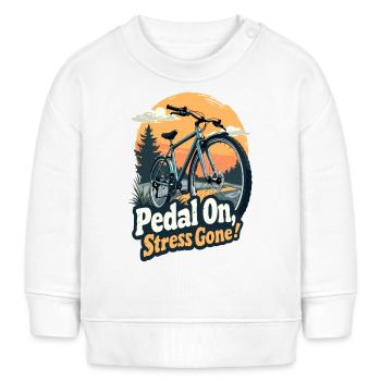 CYCLISME. PÉDALEZ, LE STRESS A DISPARU ! - Sweat bébé bio Stanley/Stella - blanc - Devant
