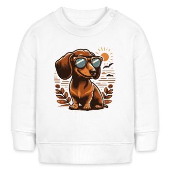 Teckel mignon avec des lunettes de soleil - Sweat bébé bio Stanley/Stella - blanc - Devant