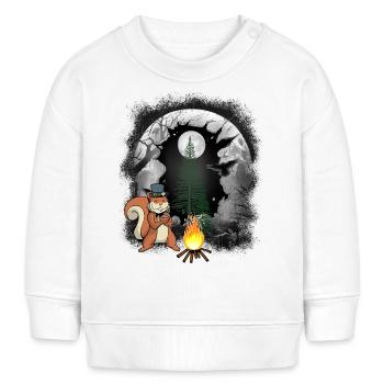 Feuer Lagerfeuer Waldbewohner Eichhörnchen Mond - Baby Organic Sweatshirt Baby Changer von Stanley/Stella - Weiß - Vorne