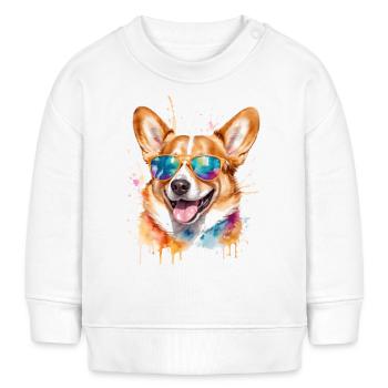 Corgi Sunglasses Dog Colorful Funny Design Print - Baby Sweatshirt by Stanley/Stella - white - Front
