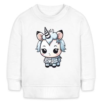 Licorne Hiver Bande dessinée Mignon - Sweat bébé bio Stanley/Stella - blanc - Devant