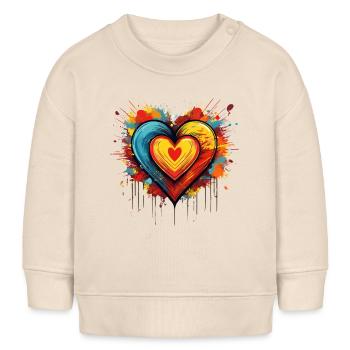 Colourful Heart Explosion – Bold Pop Art Design - Baby Sweatshirt by Stanley/Stella - soft Ecru - Front