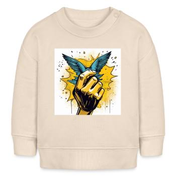 Hand and Wings – Bold Pop Art Freedom Design - Baby Sweatshirt by Stanley/Stella - soft Ecru - Front