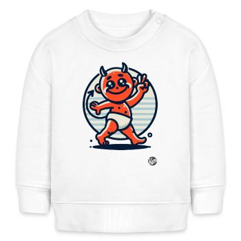 Style de dessin animé rétro vintage : Petit diable mignon - Sweat bébé bio Stanley/Stella - blanc - Devant