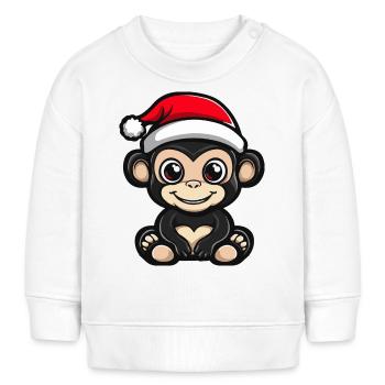 Singe Noël Mignon - Sweat bébé bio Stanley/Stella - blanc - Devant