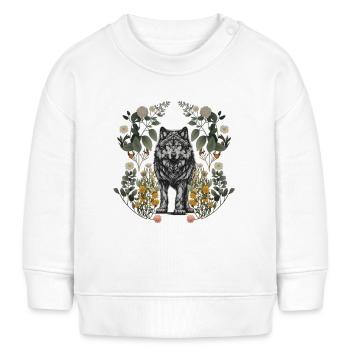 Nature Wolf Wolves She-Wolf Flowers Fairy Tale Children - Baby Sweatshirt by Stanley/Stella - white - Front
