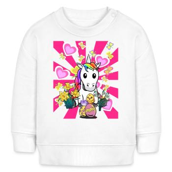 Pâques Licorne Licornes poussin oeufs de Pâques Retro - Sweat bébé bio Stanley/Stella - blanc - Devant
