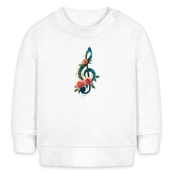 Blumiger Violinschlüssel Harmonie - Baby Organic Sweatshirt Baby Changer von Stanley/Stella - Weiß - Vorne