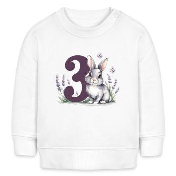 3. Geburtstag 3 Jahre Hase Häschen Lavendel Lila - Baby Organic Sweatshirt Baby Changer von Stanley/Stella - Weiß - Vorne