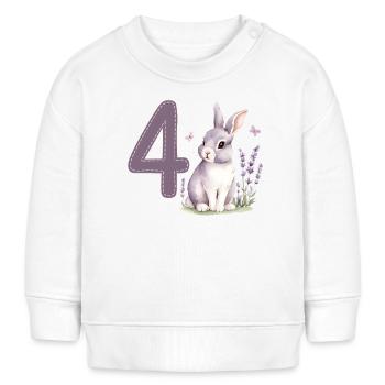 4. Geburtstag 4 Jahre Hase Häschen Lavendel Lila - Baby Organic Sweatshirt Baby Changer von Stanley/Stella - Weiß - Vorne