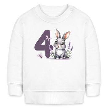 4. Geburtstag 4 Jahre Hase Häschen Lavendel Lila - Baby Organic Sweatshirt Baby Changer von Stanley/Stella - Weiß - Vorne