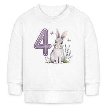 4. Geburtstag 4 Jahre Hase Häschen Lavendel Lila - Baby Organic Sweatshirt Baby Changer von Stanley/Stella - Weiß - Vorne