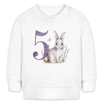 5. Geburtstag 5 Jahre Hase Häschen Lavendel Lila - Baby Organic Sweatshirt Baby Changer von Stanley/Stella - Weiß - Vorne