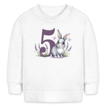 5. Geburtstag 5 Jahre Hase Häschen Lavendel Lila - Baby Organic Sweatshirt Baby Changer von Stanley/Stella - Weiß - Vorne