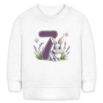 7. Geburtstag 7 Jahre Hase Häschen Lavendel Lila - Baby Organic Sweatshirt Baby Changer von Stanley/Stella - Weiß - Vorne