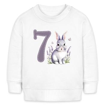 7. Geburtstag 7 Jahre Hase Häschen Lavendel Lila - Baby Organic Sweatshirt Baby Changer von Stanley/Stella - Weiß - Vorne