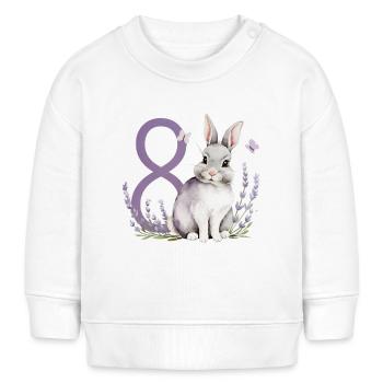8. Geburtstag 8 Jahre Hase Häschen Lavendel Lila - Baby Organic Sweatshirt Baby Changer von Stanley/Stella - Weiß - Vorne