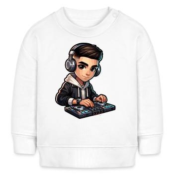 Cooler DJ Cartoon Mit Kopfhörer Und Mischpult - Baby Organic Sweatshirt Baby Changer von Stanley/Stella - Weiß - Vorne