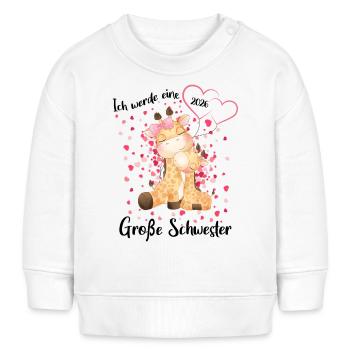 Nachwuchs Verkünden Ich Werde Große Schwester 2026 - Baby Organic Sweatshirt Baby Changer von Stanley/Stella - Weiß - Vorne